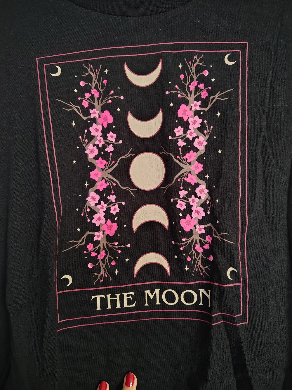Hot Topic Black Short-Sleeve Tee with Pink Moon Graphic - Picture 3 of 5